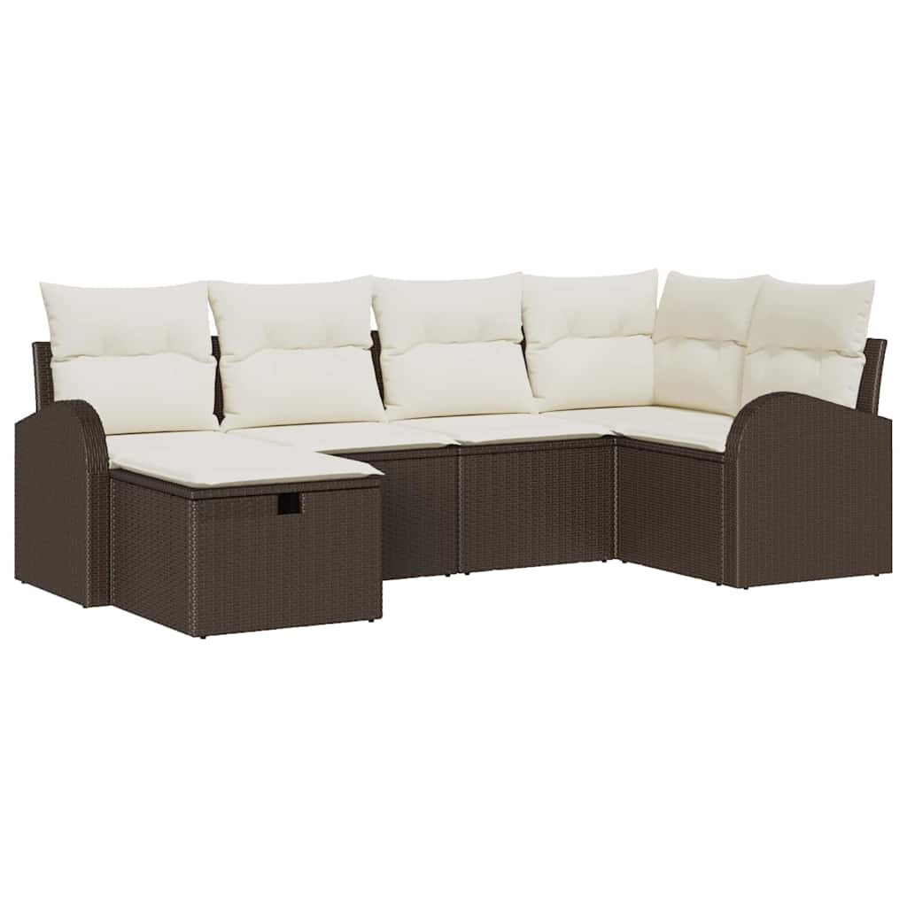 Garten-Sofa-Set 6 pcs Braun und Creme 234 x 124 x 85 cm